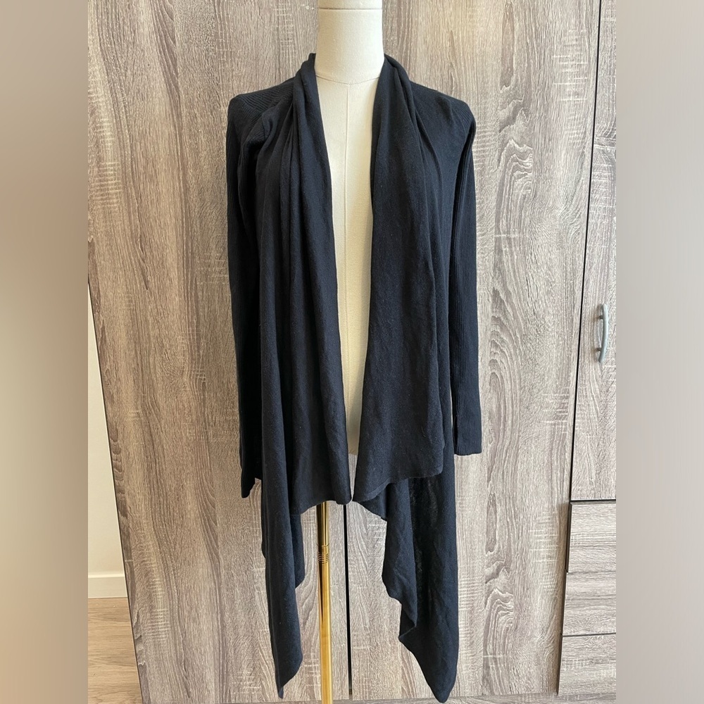 LULULEMON Black Knit Long Open Front Cardigan Size 4